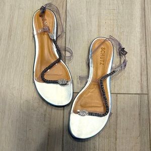 Schultz Gabby Silver Sandals - NWT “marked sz 7.5 but fit like sz 7.”